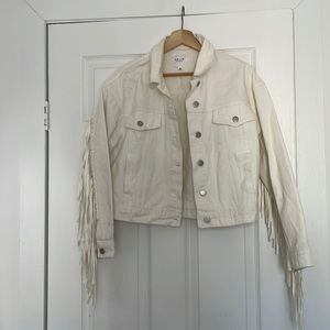 White Fringe Denim Jacket